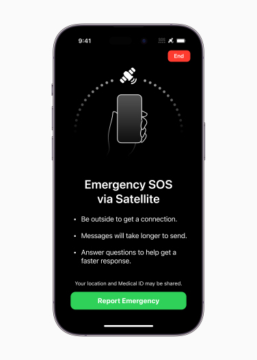 iPhone 14 Pro con SOS de emergencia satelital